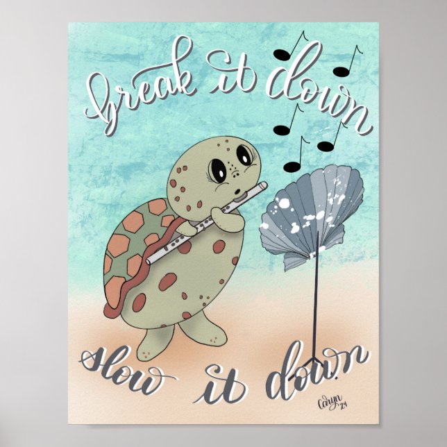 Poster Flute Playing Turtle (Frente)