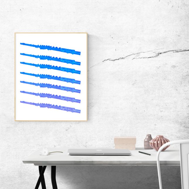 Poster Flutes Blue Ombre (A cool poster of flutes done in blue ombre)