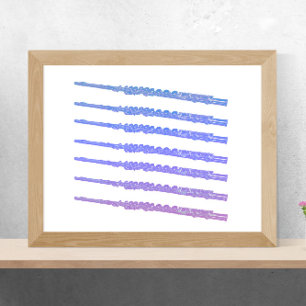 Poster Flutes - Instrumento Azul - Rosa Púrpura