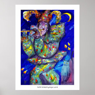 Poster FLUTIST noite AZUL/Venetian do carnaval