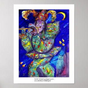 Poster FLUTIST noite AZUL/Venetian do carnaval