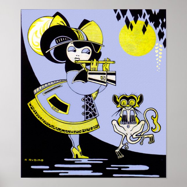 Póster Flutista e macaco (Frente)