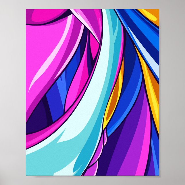 Poster Fluxo Abstrato Dinâmico de Curvas Coloridas (Frente)