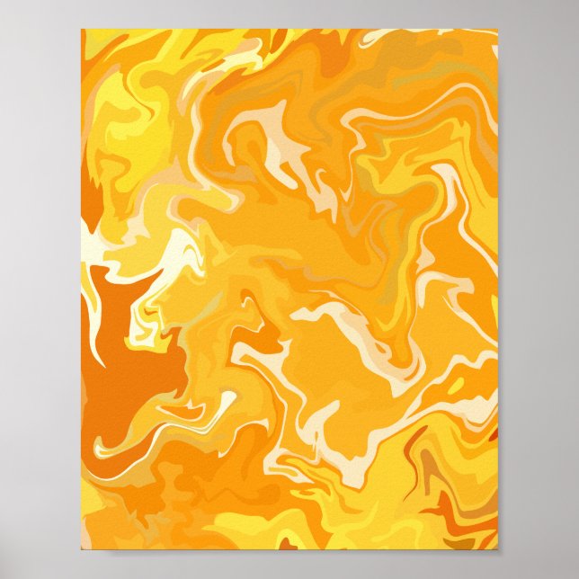 Poster Fluxo Abstrato Laranja Vibrante (Frente)