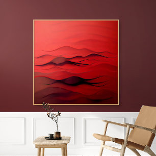 Poster Fluxo Carmesim – Ondas Abstratas Vermelhas em Movi