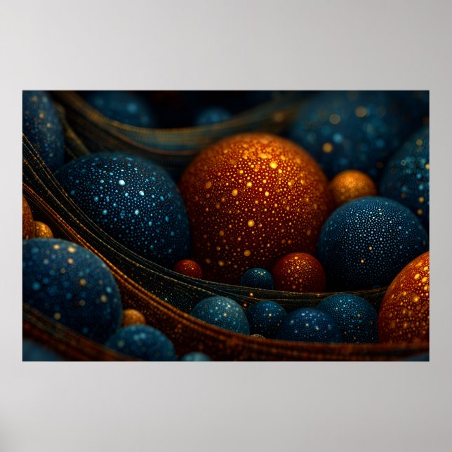 Poster Fluxo Celestial: Esferas de Abstrato em movimento (Frente)