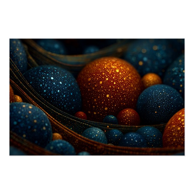 Póster Fluxo Celestial: Esferas de Abstrato em movimento (Frente)