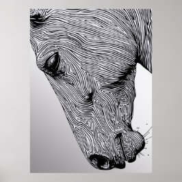 Poster Fluxo da Arte de Linha Minimalista Selvagem Cavalo