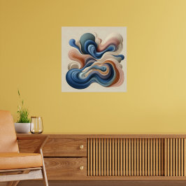 Poster Fluxo de Abstrato Fluido - Terra e Arte Azul da Fi