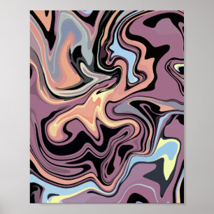Poster Fluxo de Abstrato suave de Pastel e Ossos Mudados