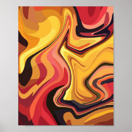 Poster Fluxo de Abstrato vermelho, laranja e amarelo vibr