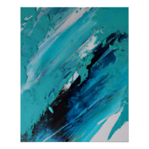 Póster Fluxo de Energia Abstrata Azul Turquesa Ousada