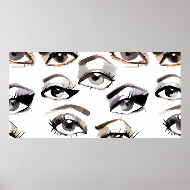 Poster Fluxo de olhos bonitos da Aquarela (Frente)