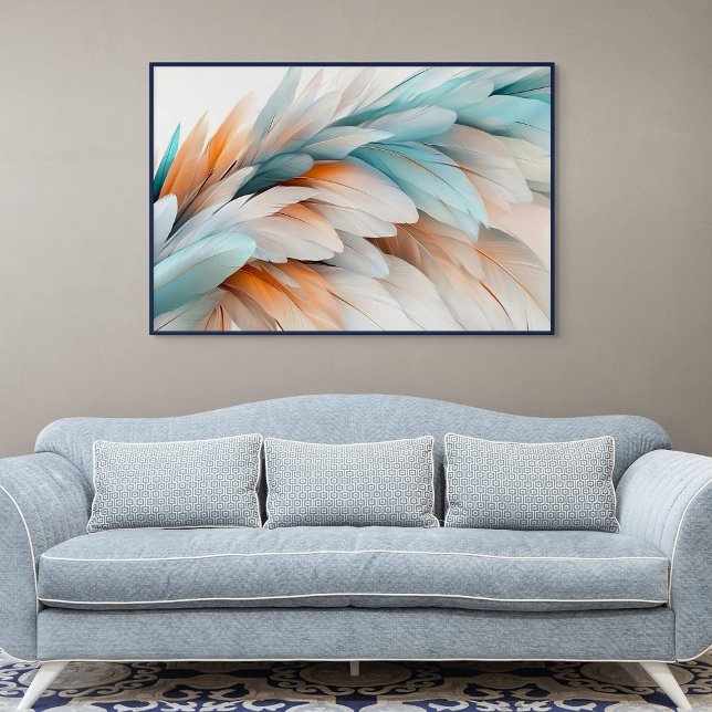 Poster Fluxo de Pena Abstrata – Elegância Suave (Abstract Feather Flow – Soft Elegance)