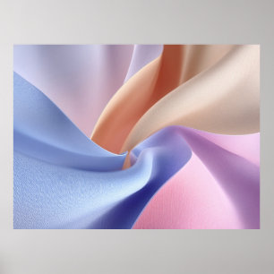 Poster Fluxo de Tecido Pastel Abstrato com Curvas Suaves
