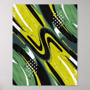 Poster Fluxo dinâmico verde e Abstrato de Verde limão