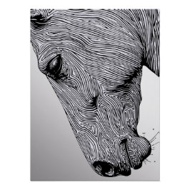 Póster Fluxo do Cavalo de Arte Minimalista Selvagem