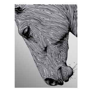 Póster Fluxo do Cavalo de Arte Minimalista Selvagem
