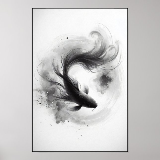 Poster Fluxo etético de um Abstrato Koi Graceful (Frente)