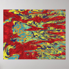 Poster Fluxo expressionista de Abstrato vermelho vibrante