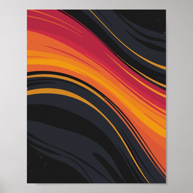 Poster Fluxo Fiery de Listras Curvas (Frente)