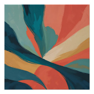 Póster Fluxo Negrito - Arte Abstrato Brushaft em Teal, Co