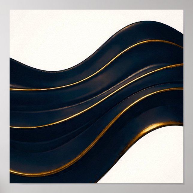 Poster Fluxo Opulento Seamless Padrão Ônix e Dourado (Frente)