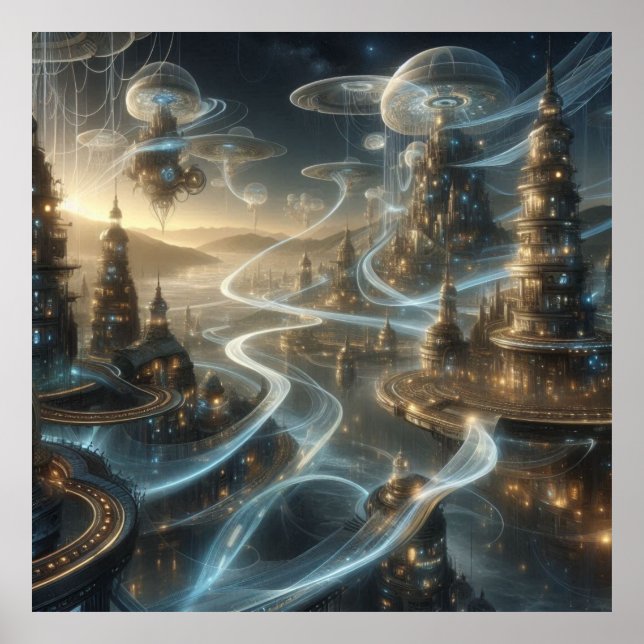 Poster Fluxos Espaciais Fantásticos Futuros (Frente)