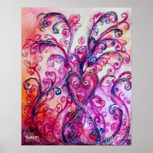 POSTER FLUXOS QUÍMICOS,PINK PURPLE NADA COM CORAÇÃO