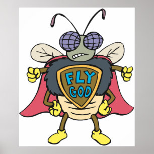 Poster Fly God Super-herói Voa Personagem de Inseto