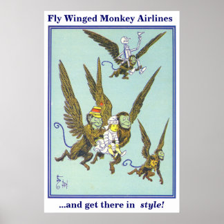 Póster Fly Winged Monkey Airlines