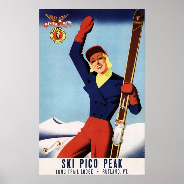 Póster Flyer Flexível Pin-Up Skiing Girl (Frente)