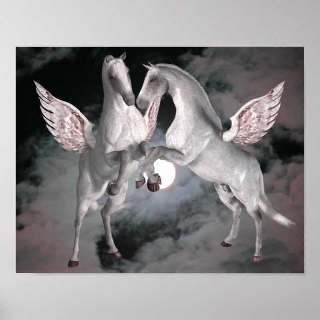 Póster Flying Pegasus Fantasy Horses Art (Frente)