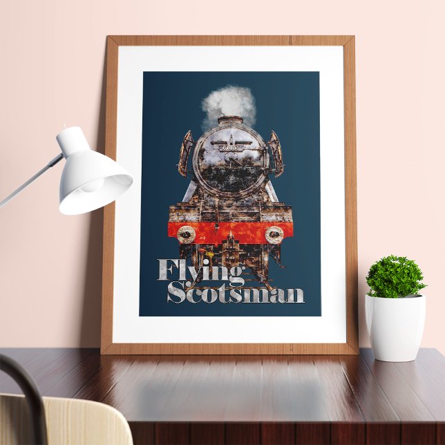 Poster Flying Scotsman – Steam Locomotive Illustration (Flying Scotsman – Steam Locomotive Illustration. Poster)