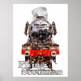 Poster Flying Scotsman – Steam Locomotive Illustration