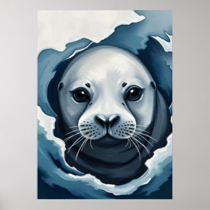 Poster Foca Ártica Close-Up – Animal da Vida Selvagem de 