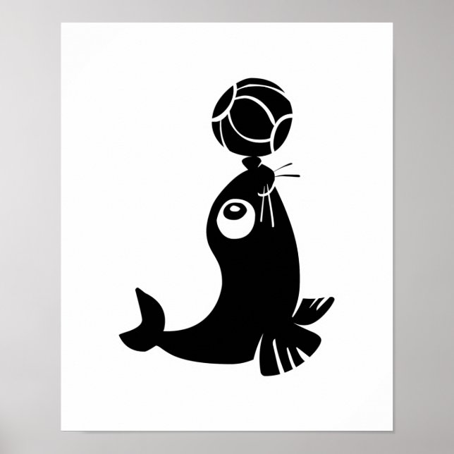 Póster foca giro com design de bola (Frente)