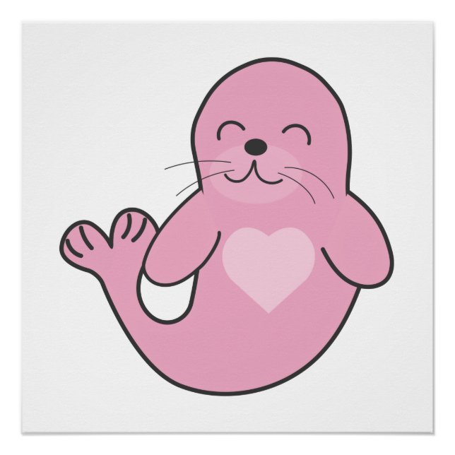 Póster Foca-rosa-branca (Frente)