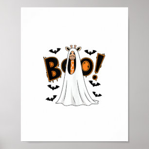 Poster Fofa Girafa Boo Fantasia de Halloween Amante do Zo