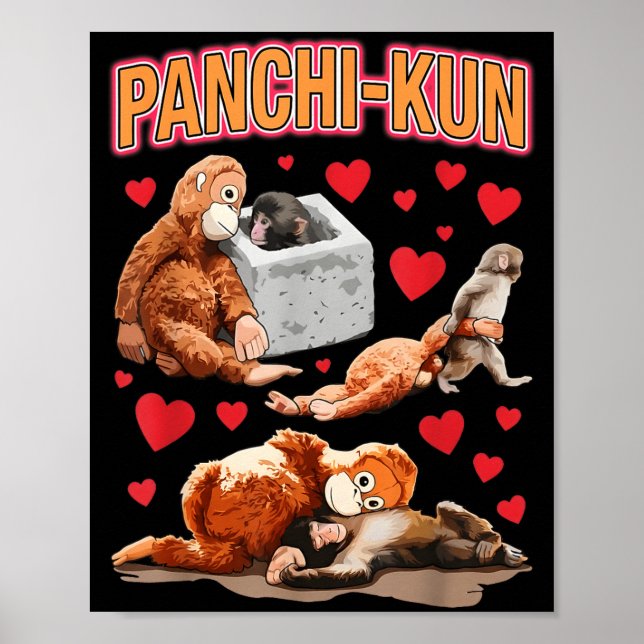 Poster Fofa panchi-kun bebê macaco bebê macaco meme engra (Frente)