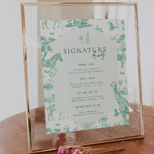 Poster Fofa Safari Toile de Jouy Bebida para Chá de Beb