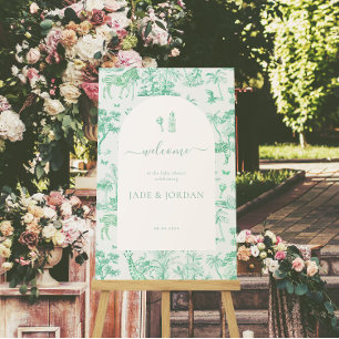 Poster Fofa Safari Toile de Jouy Chá de Bebê em Verde M