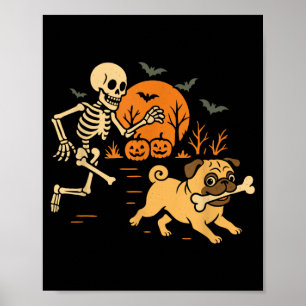 Poster Fofinho Esqueleto Perseguindo Pug Fantasia de Hall