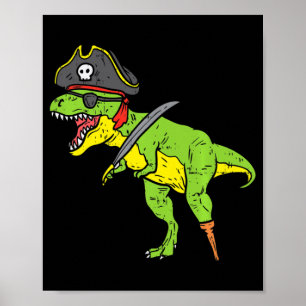 Poster Fofinho TRex Pirata Dinossauro Dino Custo Fofinho 