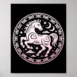 Poster Fofo Ano do Cavalo Lunar Menina Zodíaco Drag 2026