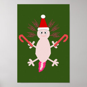 Poster Fofo de Natal Axolotl