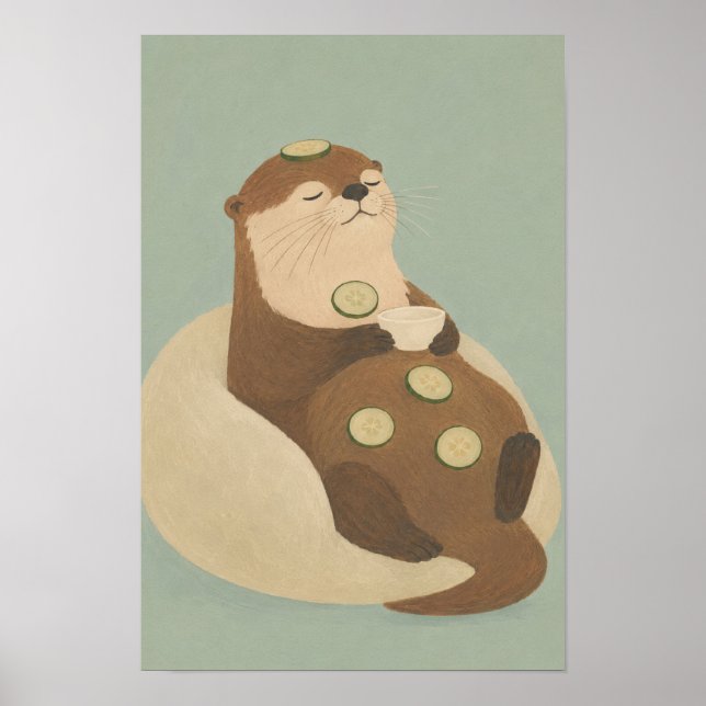 Poster Fofo Dia de Spa Relaxante de Lontra (Frente)