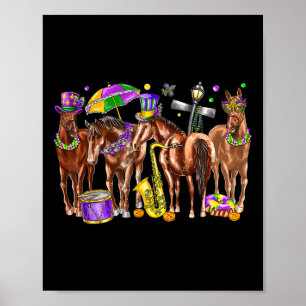 Poster Fofo do Cavalo Ocidental Mardi Gras Funny Mardi Gr