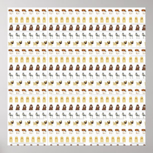 Poster fofo padrão de cão design para amantes de cães