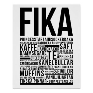 Póster Fofos de café suecos da Fika Poster de tipografia